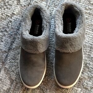 Blondo Charcoal Fur-Trimmed Waterproof Slip-Ons